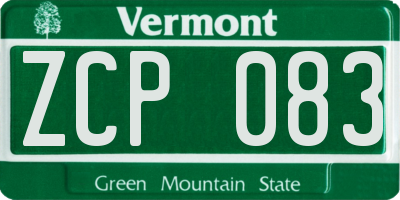 VT license plate ZCP083