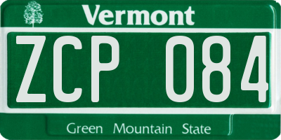 VT license plate ZCP084
