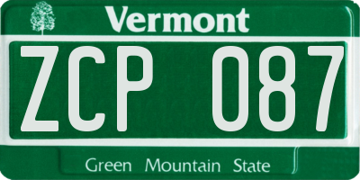 VT license plate ZCP087