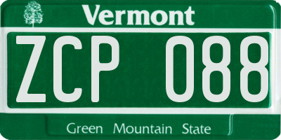 VT license plate ZCP088