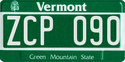 VT license plate ZCP090