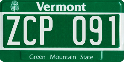VT license plate ZCP091
