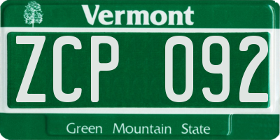 VT license plate ZCP092