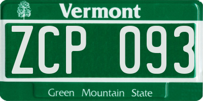 VT license plate ZCP093
