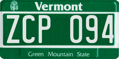 VT license plate ZCP094