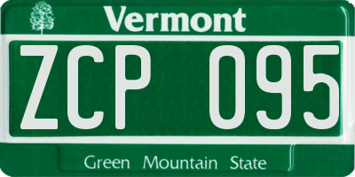 VT license plate ZCP095