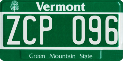 VT license plate ZCP096