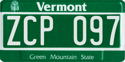 VT license plate ZCP097