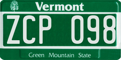 VT license plate ZCP098