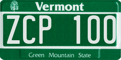 VT license plate ZCP100