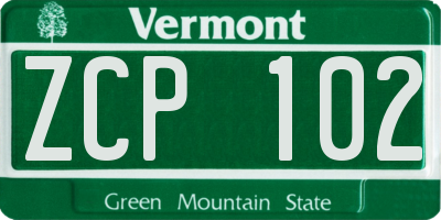 VT license plate ZCP102