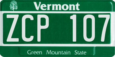 VT license plate ZCP107