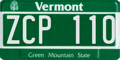 VT license plate ZCP110