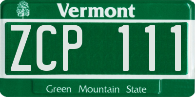 VT license plate ZCP111