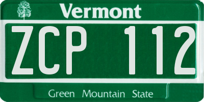 VT license plate ZCP112