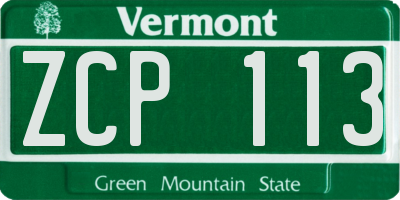 VT license plate ZCP113