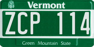 VT license plate ZCP114