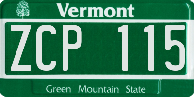 VT license plate ZCP115