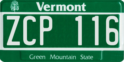 VT license plate ZCP116