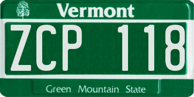 VT license plate ZCP118