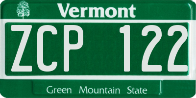 VT license plate ZCP122