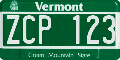 VT license plate ZCP123