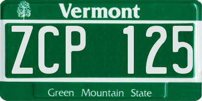 VT license plate ZCP125