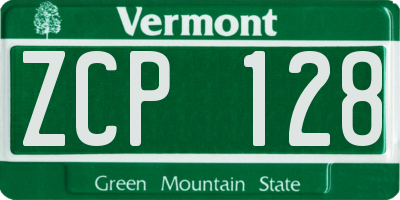 VT license plate ZCP128