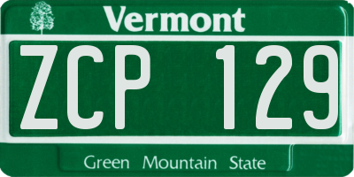 VT license plate ZCP129