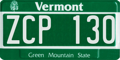 VT license plate ZCP130