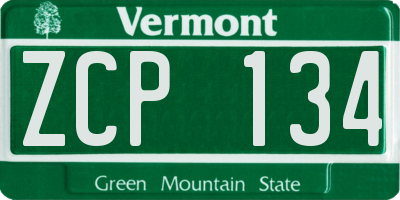 VT license plate ZCP134