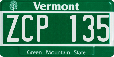 VT license plate ZCP135