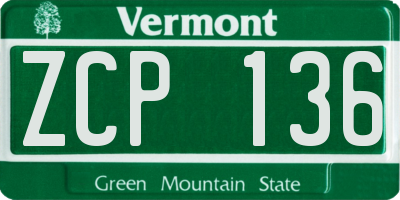 VT license plate ZCP136