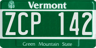 VT license plate ZCP142