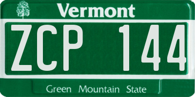 VT license plate ZCP144