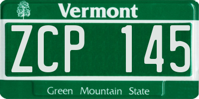 VT license plate ZCP145