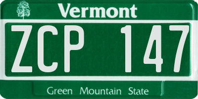 VT license plate ZCP147