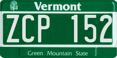 VT license plate ZCP152