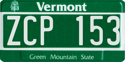 VT license plate ZCP153