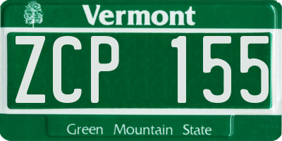VT license plate ZCP155