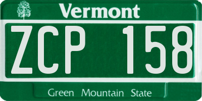 VT license plate ZCP158