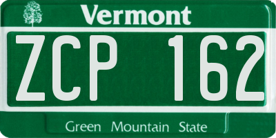VT license plate ZCP162