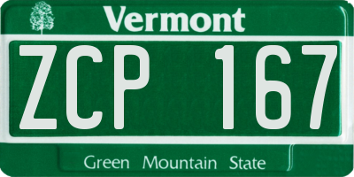 VT license plate ZCP167