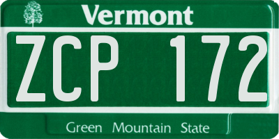 VT license plate ZCP172