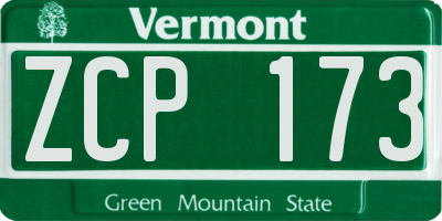VT license plate ZCP173
