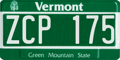 VT license plate ZCP175