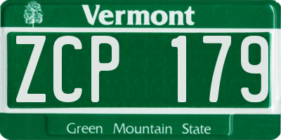 VT license plate ZCP179