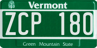 VT license plate ZCP180
