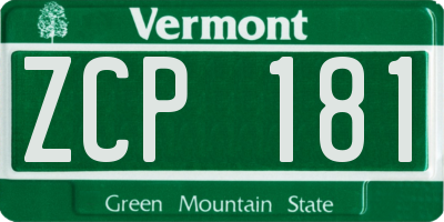 VT license plate ZCP181