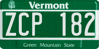 VT license plate ZCP182